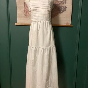 NWT White Tiered Evereve Maxi Dress size L- Sleeveless Summer Dress